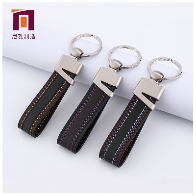 廠家鋅合金皮革鑰匙扣  金屬PU皮牛皮鑰匙扣創(chuàng)意車標小禮 品