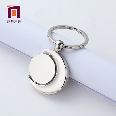 月亮旋轉(zhuǎn)金屬鑰匙扣 創(chuàng)意禮品汽車掛件LOGO銘牌加工鑰匙扣批發(fā)