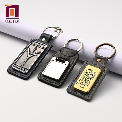 PU皮革鑰匙扣 廠(chǎng)家批發(fā)卡通自定義金屬汽車(chē)鑰匙圈PU皮質(zhì)鑰匙扣