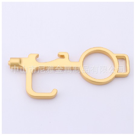 Non contact touchable screen keychain zinc alloy bottle opener EDC elevator door opener metal key pendant