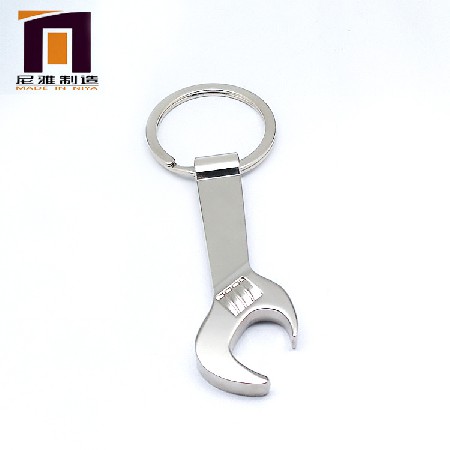 Creative wrench beer bottle opening metal keychain advertising small gift bottle opener with laser logo